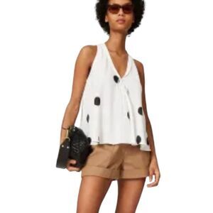 Derek Lam black white polka dot flowy sleeveless top size 46 (it) size 10 (us)